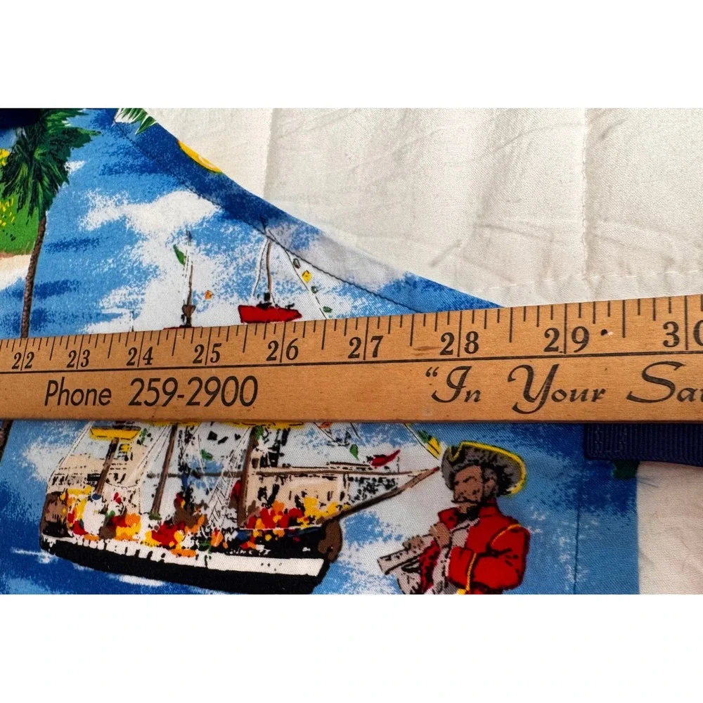 Coastal Vintage Handmade Tampa Bay Florida Apron Collage Print Blue Ribbon Ties